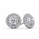 0.50 Ct Brilliant Round Cut Diamond  Halo Stud Earrings in 10k White Gold