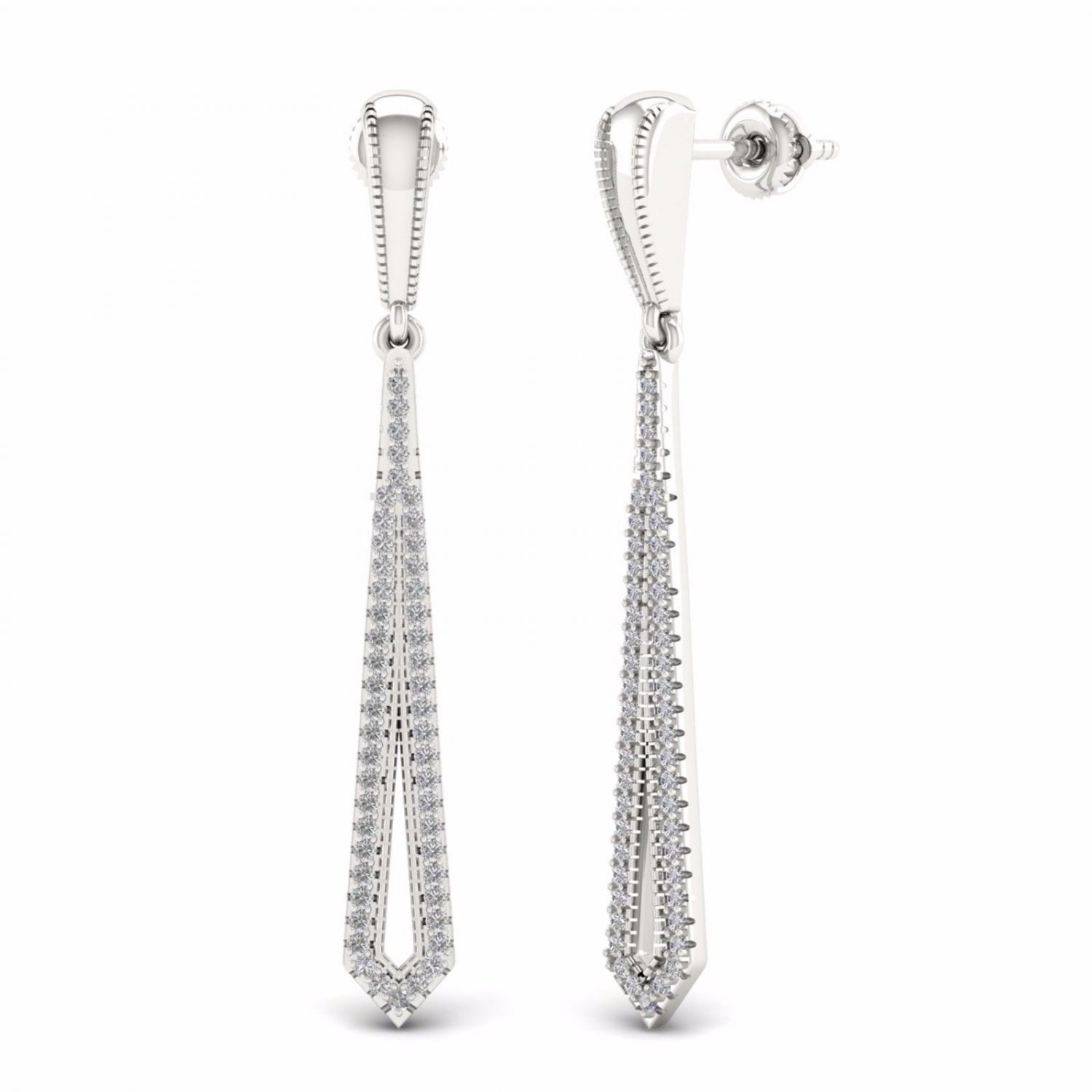 S925 Sterling Silver 0.33Ct Natural  Diamond  Dangle Earrings HI I2