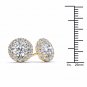 0.75 Ct Natural Round Cut Diamond Halo Stud Earrings in 10k Yellow Gold