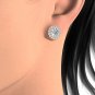 0.75 Ct Natural Round Cut Diamond Halo Stud Earrings in 10k Yellow Gold