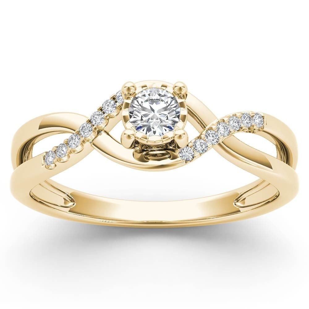 14k Yellow Gold 0.05Ct Natural Round Diamond Fashion Engagement Ring HI I2 Size