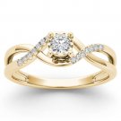 14k Yellow Gold 0.05Ct Natural Round Diamond Fashion Engagement Ring HI I2 Size