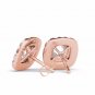 0.50 Ct Natural Round Cut Diamond Double Halo Stud Earrings in 10k Rose Gold