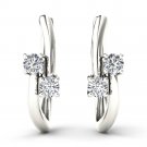 10k White Gold 0.33 Ct Brilliant Round Cut Diamond Two-Stone Hoop Earrings 10k White Gold 0.33 Ct Brilliant Round Cut Diamond Two-Stone Hoop Earrings