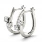 10k White Gold 0.33 Ct Brilliant Round Cut Diamond Two-Stone Hoop Earrings