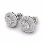 S925 Sterling Silver 0.50Ct Natural Round Cut  Diamond  Halo Stud Earrings HI