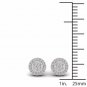 S925 Sterling Silver 0.50Ct Natural Round Cut  Diamond  Halo Stud Earrings HI