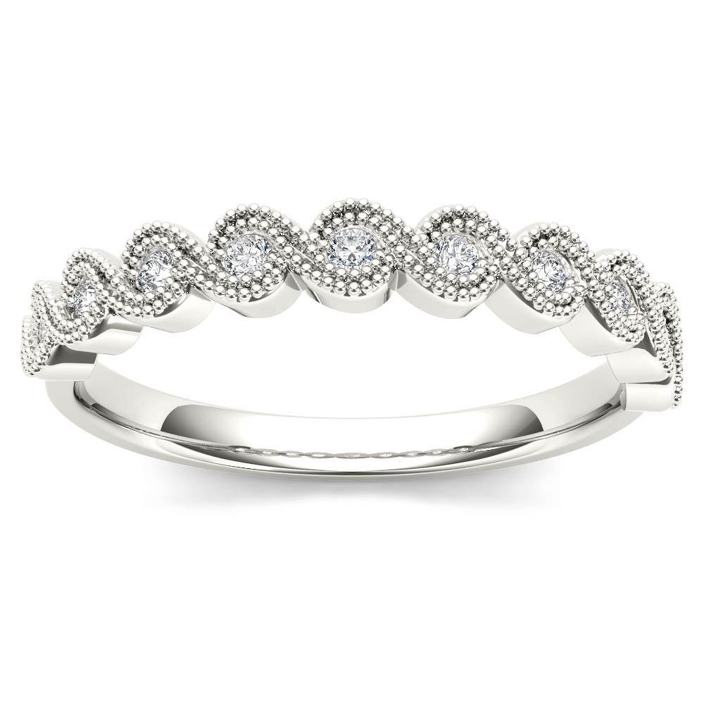 Genuine 10K White Gold 0.12 Ct Solid Round Cut Diamond Wedding Band
