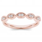 Genuine 10K Rose Gold 0.06 Ct Round Cut Diamond Wedding Band