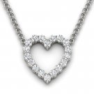 Solid 14k White Gold 0.50 Ct Round Cut Diamond Heart Pendant Necklace HI I2 Solid 14k White Gold 0.50 Ct Round Cut Diamond Heart Pendant Necklace HI I2
