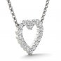 Solid 14k White Gold 0.50 Ct Round Cut Diamond Heart Pendant Necklace HI I2
