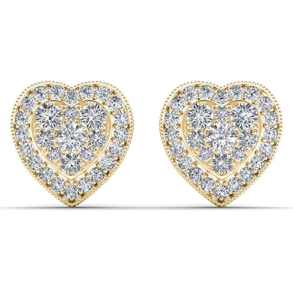 10k Yellow Gold 0.33 Ct Brilliant Round Cut Diamond Heart Shaped Earrings