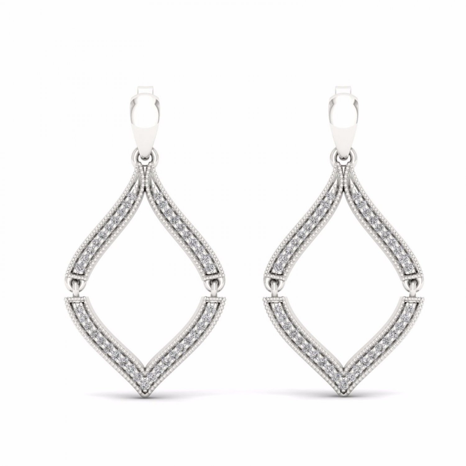 S925 Sterling Silver 0.20Ct  Natural Round Cut Diamond  Dangle Earrings HI I2