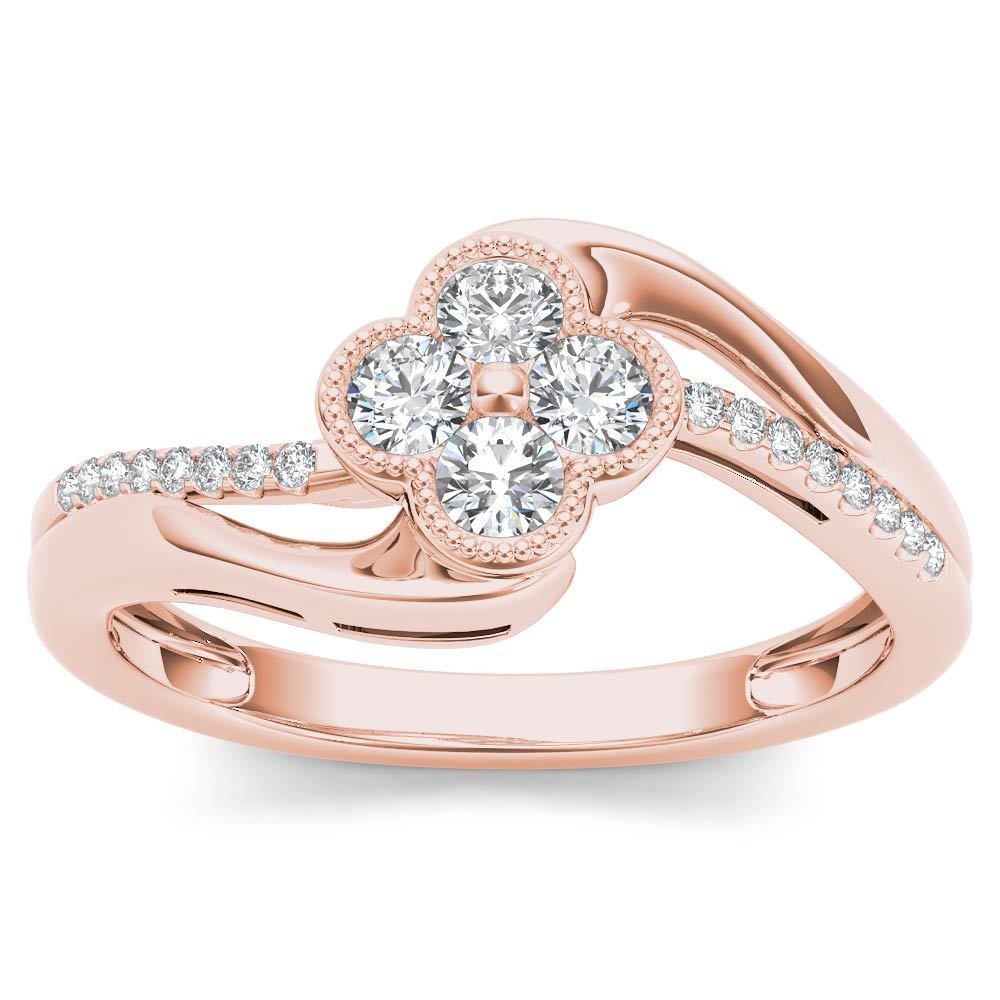 0.33 Ct 10K Rose Gold Natural Round Cut Diamond Engagement Ring HI