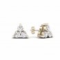 0.50 Ct Natural Round Cut Diamond Three Stone Stud Earrings in 10k Yellow Gold