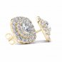 0.50 Ct Natural Round Cut Diamond Double Halo Stud Earrings in 10k Yellow Gold