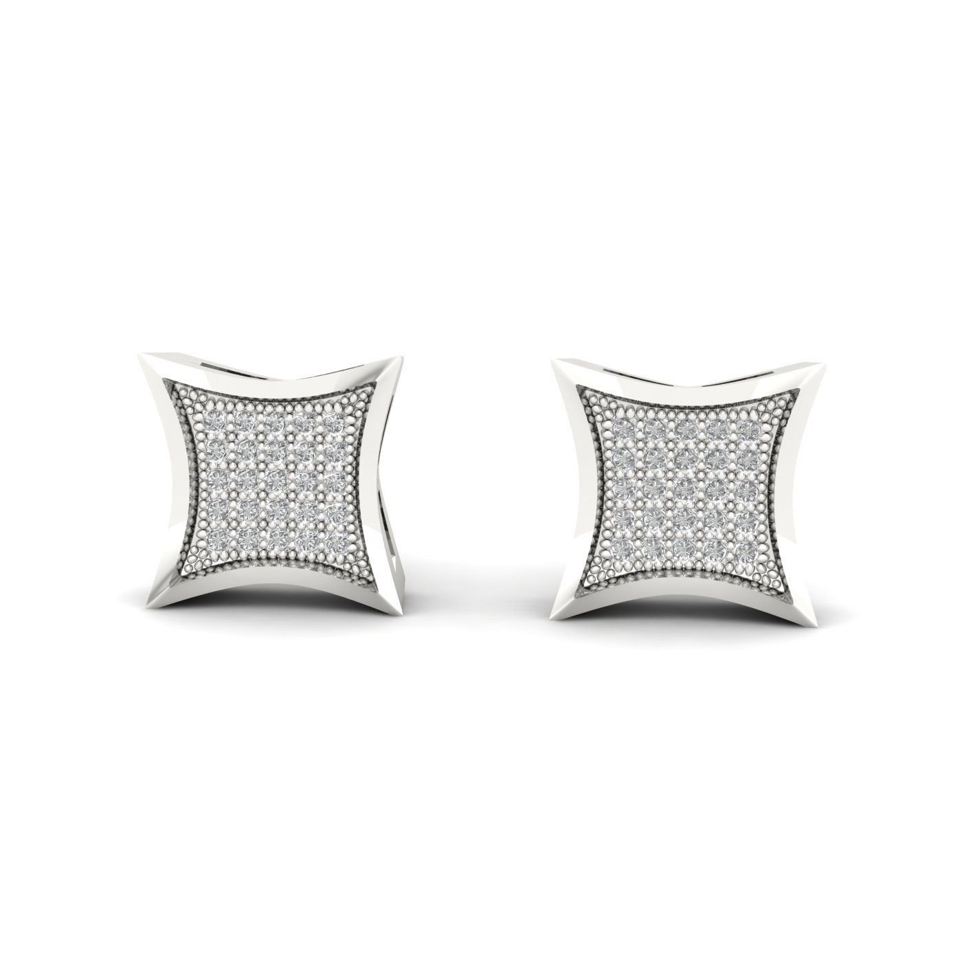 10k White Gold 0.15 Ct Brilliant Round Cut Diamond Cluster Stud Earrings I2
