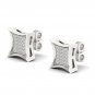 10k White Gold 0.15 Ct Brilliant Round Cut Diamond Cluster Stud Earrings I2