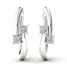 10k White Gold 0.33 Ct Brilliant Princess Cut Diamond Two-Stone Hoop Earrings 10k White Gold 0.33 Ct Brilliant Princess Cut Diamond Two-Stone Hoop Earrings