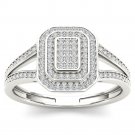 Genuine 14k White Gold 0.25 Ct Round Cut Diamond Cluster Engagement Ring HI I2