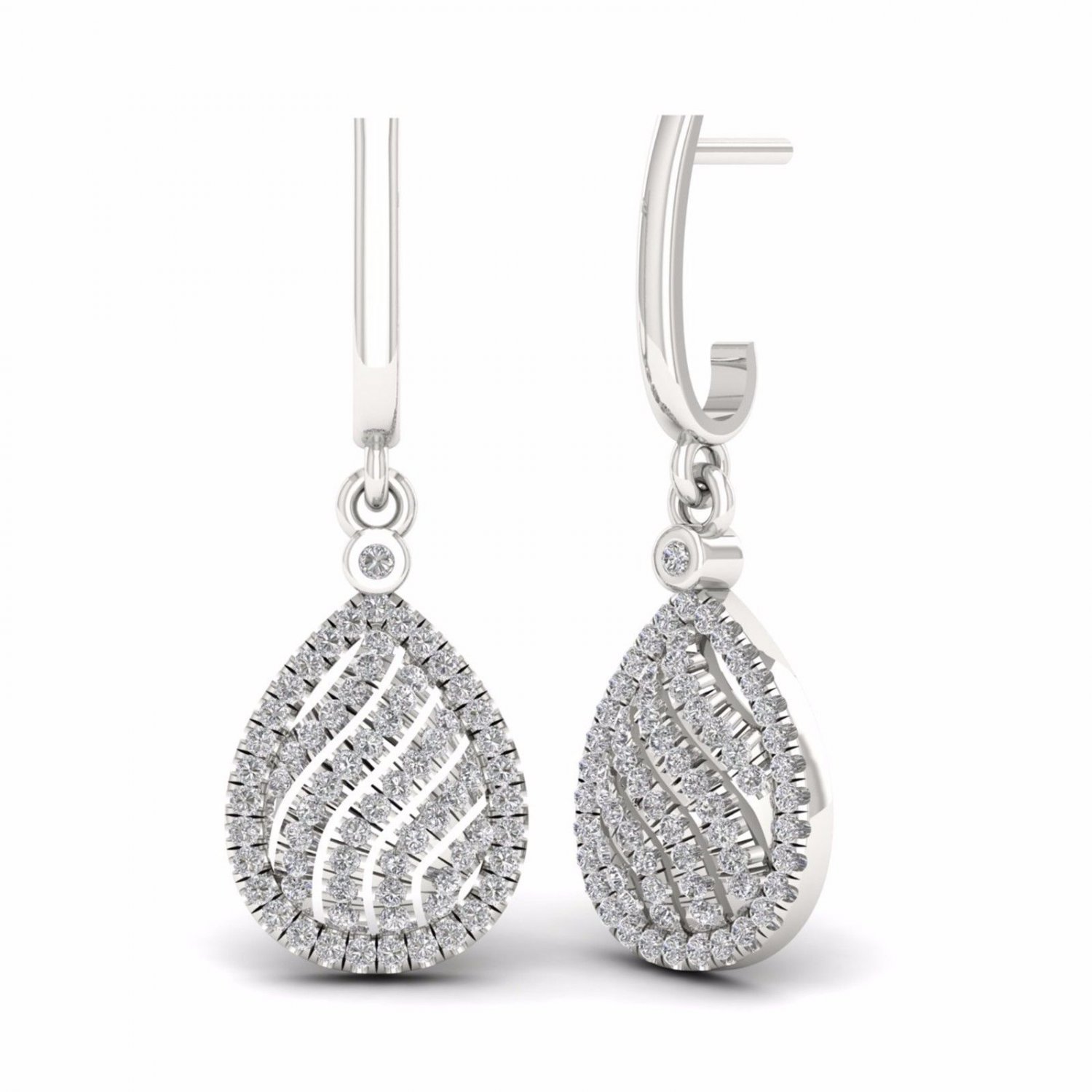 S925 Sterling Silver 0.33Ct Natural Diamond Drop-Shaped  Dangle Earrings