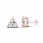 0.50 Ct Natural Round Cut Diamond Three Stone Stud Earrings in 10k Rose Gold
