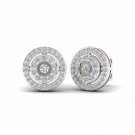 S925 Sterling Silver 0.42Ct Round Cut Diamond  Double Halo Stud Earrings