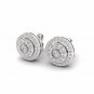 S925 Sterling Silver 0.42Ct Round Cut Diamond  Double Halo Stud Earrings