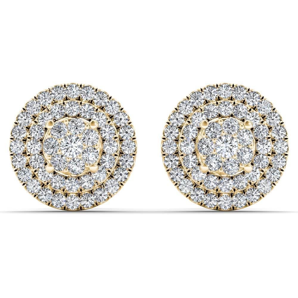 Genuine 10K Yellow Gold 0.50 Ct Natural Round Cut Diamond Cluster Earrings