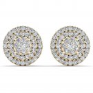 Genuine 10K Yellow Gold 0.50 Ct Natural Round Cut Diamond Cluster Earrings
