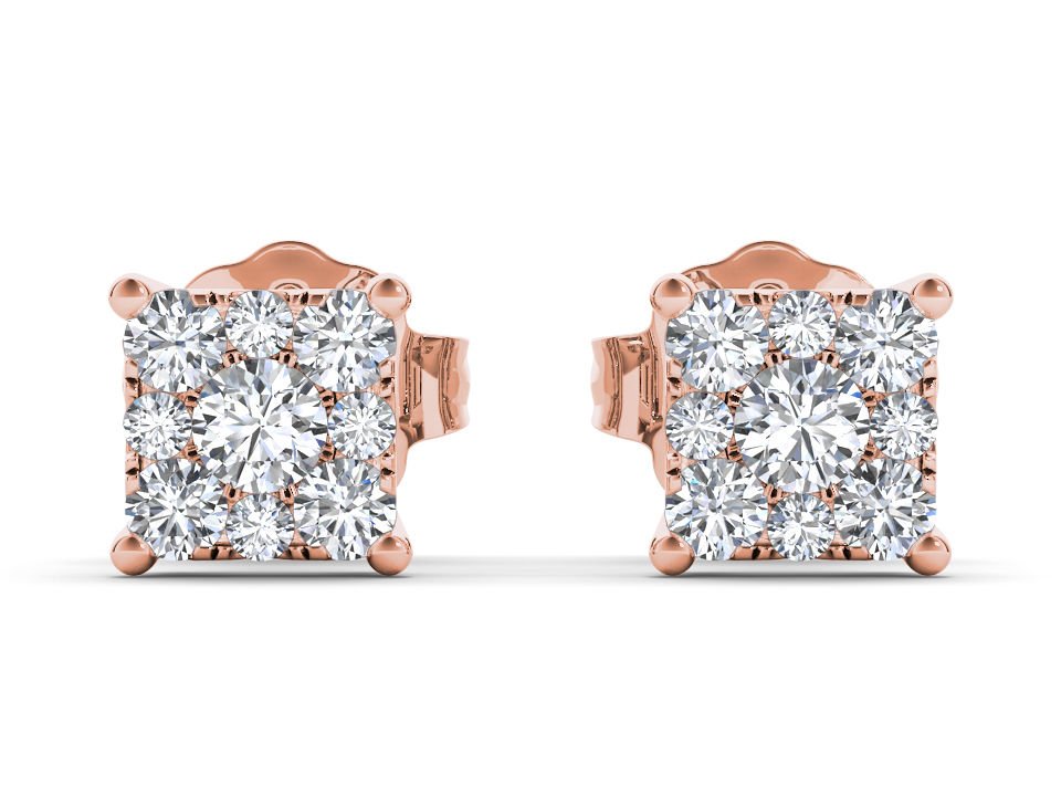 10k Rose Gold 0.50 Ct Natural Round Cut Diamond Stud Earrings HI I2 Pushbacks
