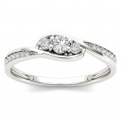 14k White Gold 0.22 Ct Round Cut Diamond Three Stone Engagement Anniversary Ring