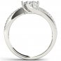 Genuine 14K White Gold 0.50 Ct Princess Cut Diamond Two Stone Engagement Ring