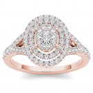 Genuine 0.50 Carat 14K Rose Gold Round Cut Diamond Halo Engagement Ring Genuine 0.50 Carat 14K Rose Gold Round Cut Diamond Halo Engagement Ring