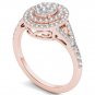 Genuine 0.50 Carat 14K Rose Gold Round Cut Diamond Halo Engagement Ring