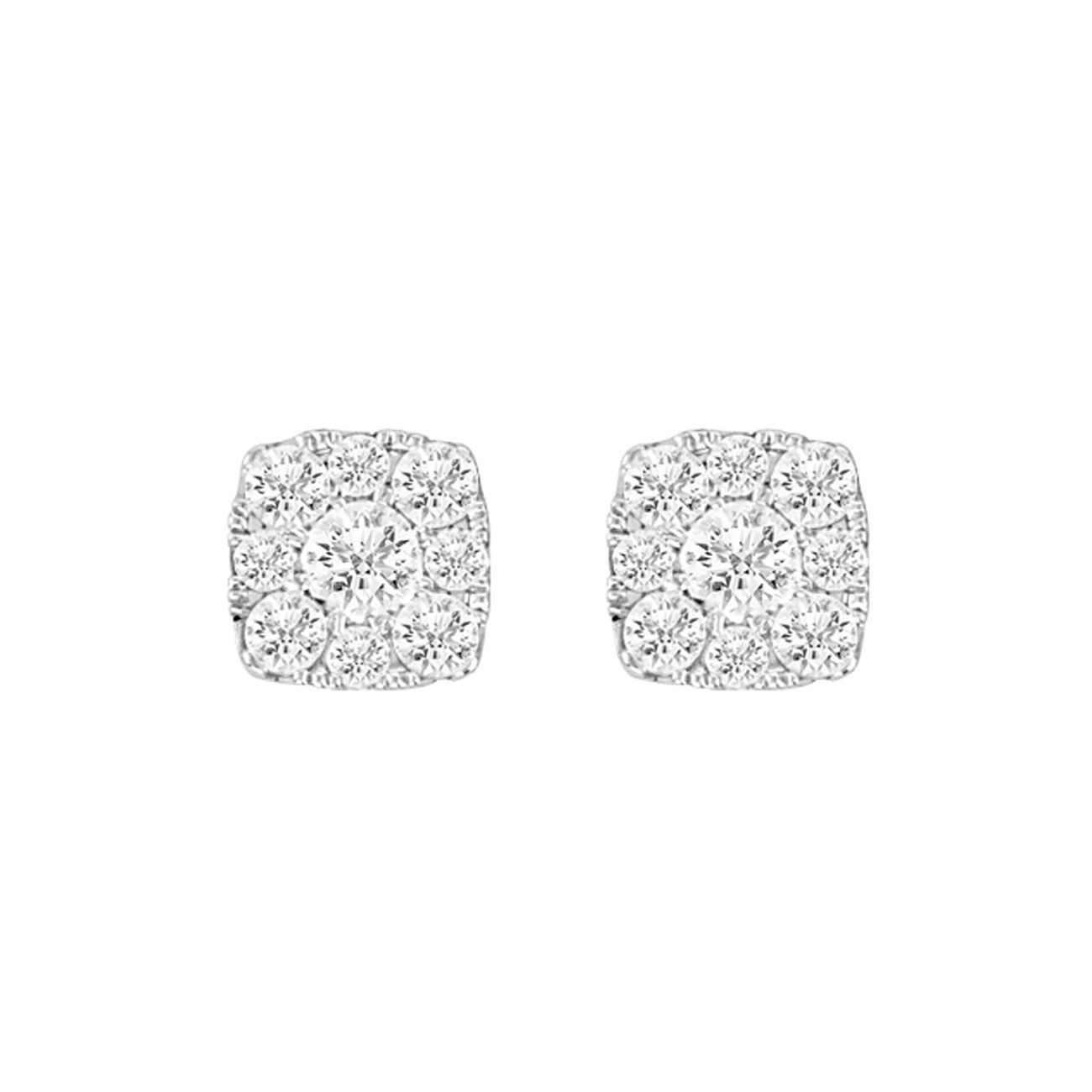 10k White Gold 0.33 Ct Round Cut Diamond Stud Earrings Real Solid HI I2