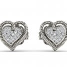 Natural 10k White Gold 0.10 Ct Round Cut Diamond Fashion Heart Earrings HI I2 Natural 10k White Gold 0.10 Ct Round Cut Diamond Fashion Heart Earrings HI I2