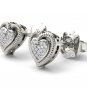 Natural 10k White Gold 0.10 Ct Round Cut Diamond Fashion Heart Earrings HI I2