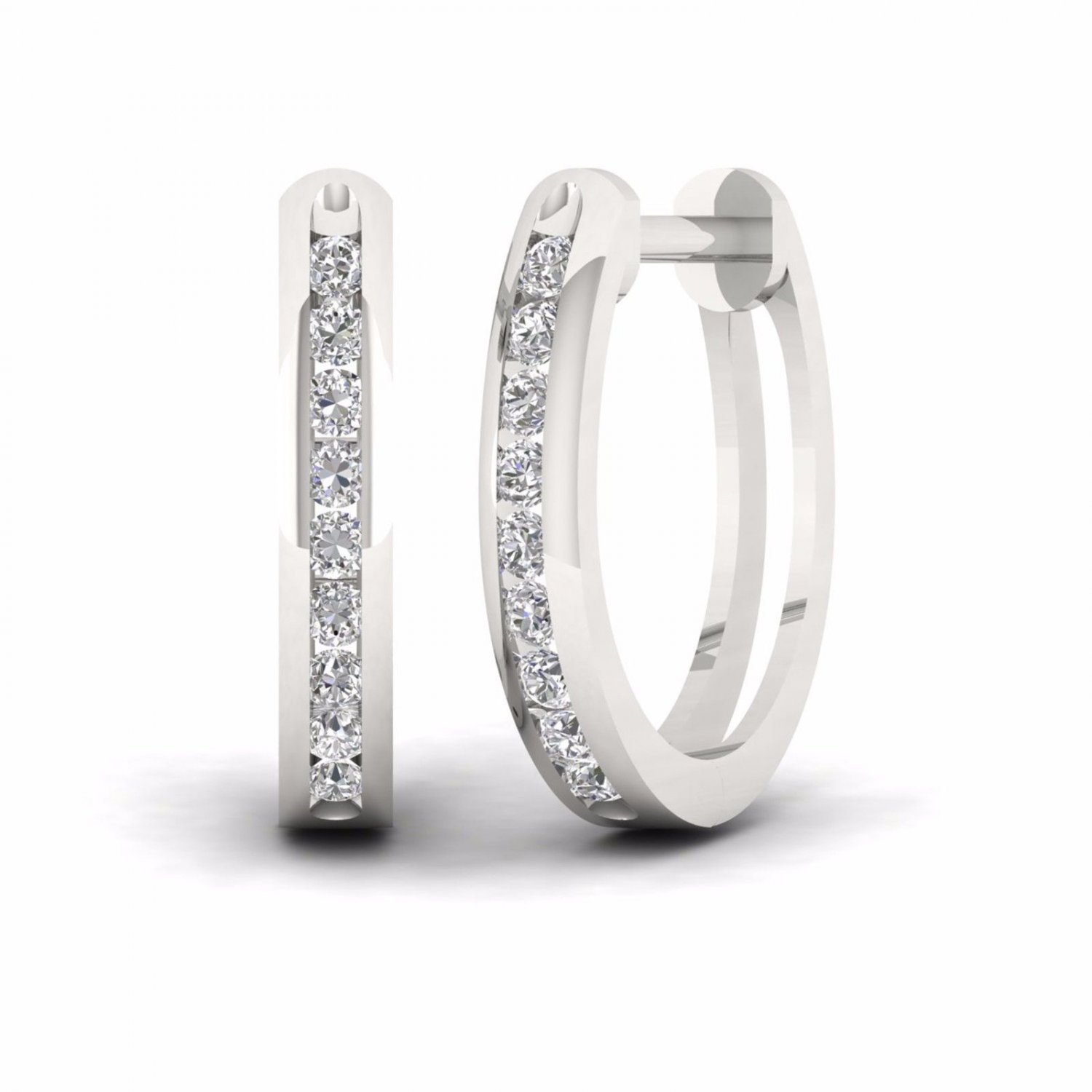 S925 Sterling Silver 0.25Ct Round Cut Diamond  Hoop Earrings I2