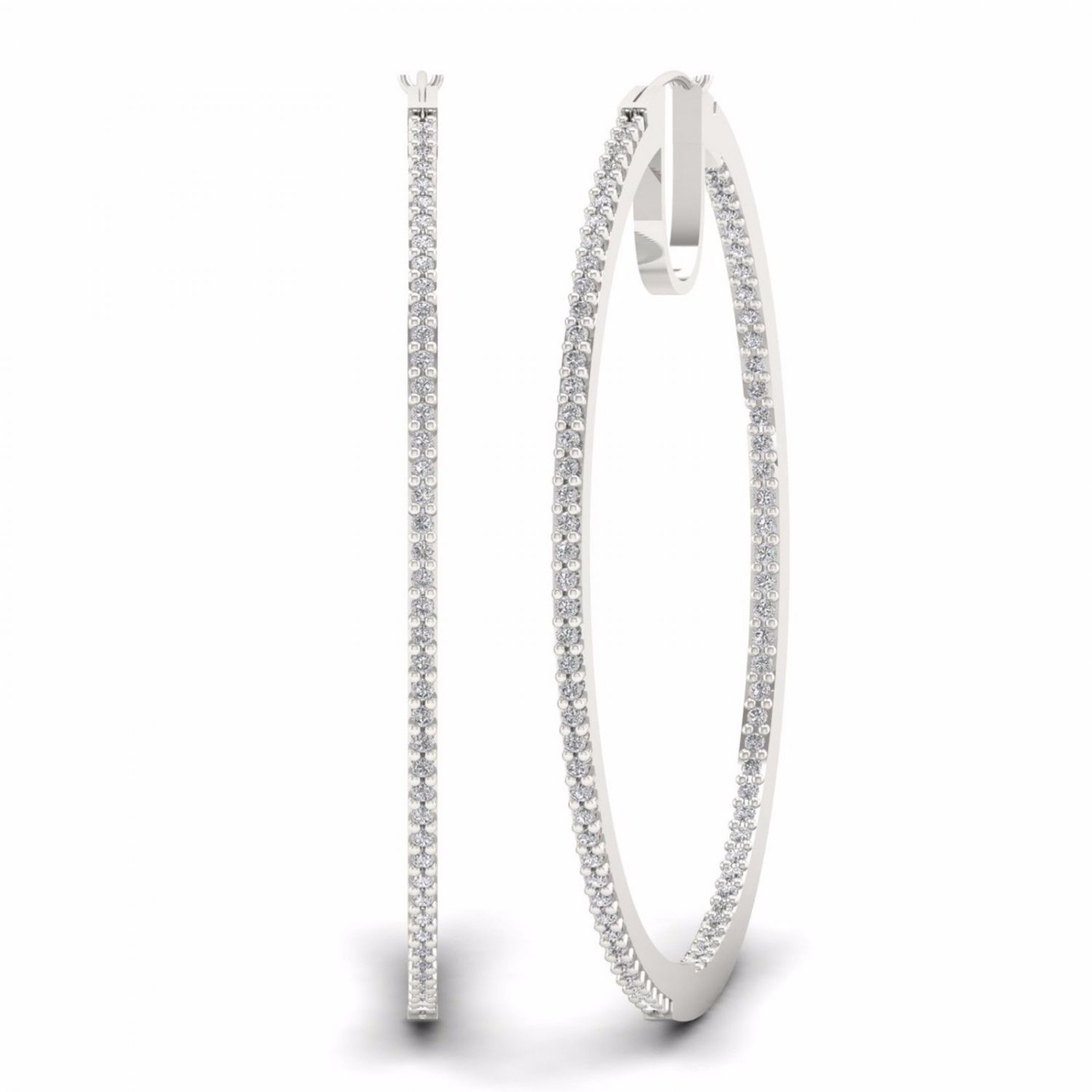 S925 Sterling Silver 0.50Ct Natural Round Cut Diamond Hoop Earrings I2
