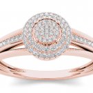 14k Rose Gold 0.20 Ct Natural Round Cut Diamond Cluster Halo Engagement Ring HI 14k Rose Gold 0.20 Ct Natural Round Cut Diamond Cluster Halo Engagement Ring HI