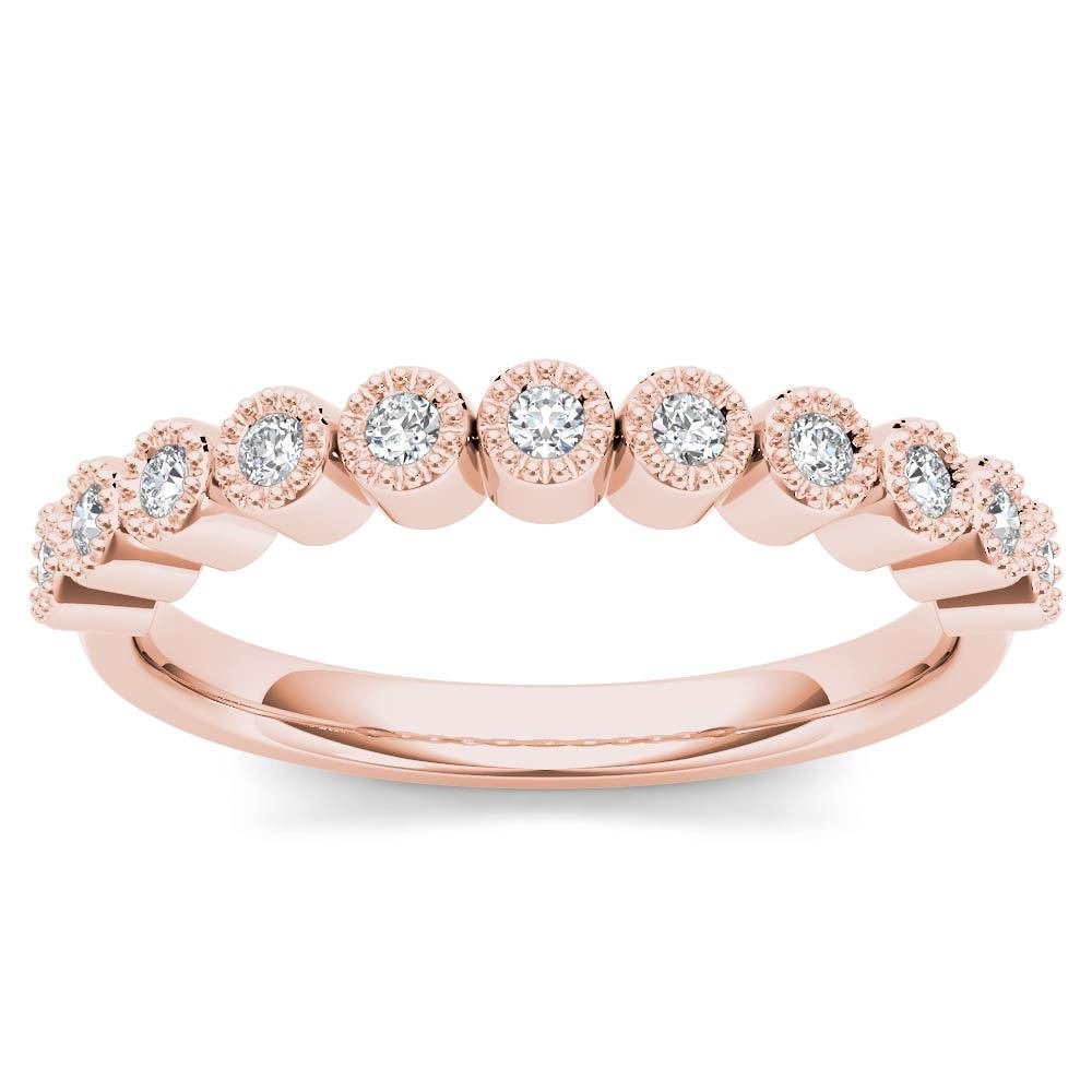 10K Rose Gold 0.12 Ct Brillant Round Cut Diamond Wedding Band