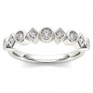 Genuine 10K White Gold 0.08 Ct Round Cut Diamond  Wedding Band