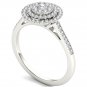 Genuine 14K White Gold 0.33 Ct Round Cut Diamond Cluster Engagement Ring