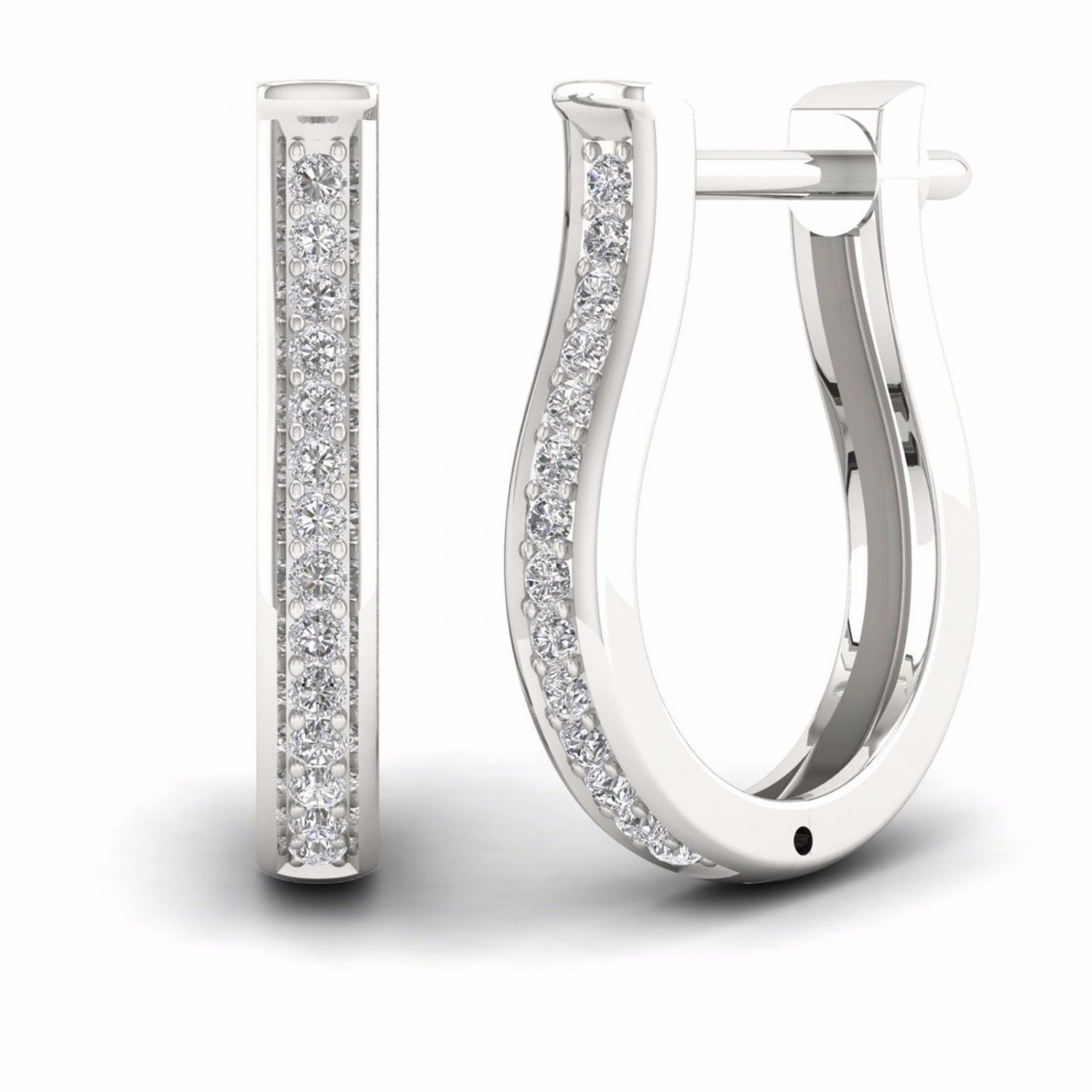 S925 Sterling Silver 0.20Ct Natural Diamond  Hoop Earrings HI