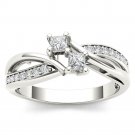 Genuine 10K White Gold 0.33 Ct Brillant Princess Cut Diamond Engagement Ring Genuine 10K White Gold 0.33 Ct Brillant Princess Cut Diamond Engagement Ring