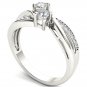 Genuine 10K White Gold 0.33 Ct Brillant Princess Cut Diamond Engagement Ring