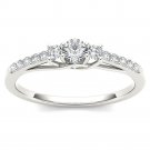 Genuine 14k White Gold 0.30 Ct Diamond Three-Stone Engagement Anniversary Ring Genuine 14k White Gold 0.30 Ct Diamond Three-Stone Engagement Anniversary Ring