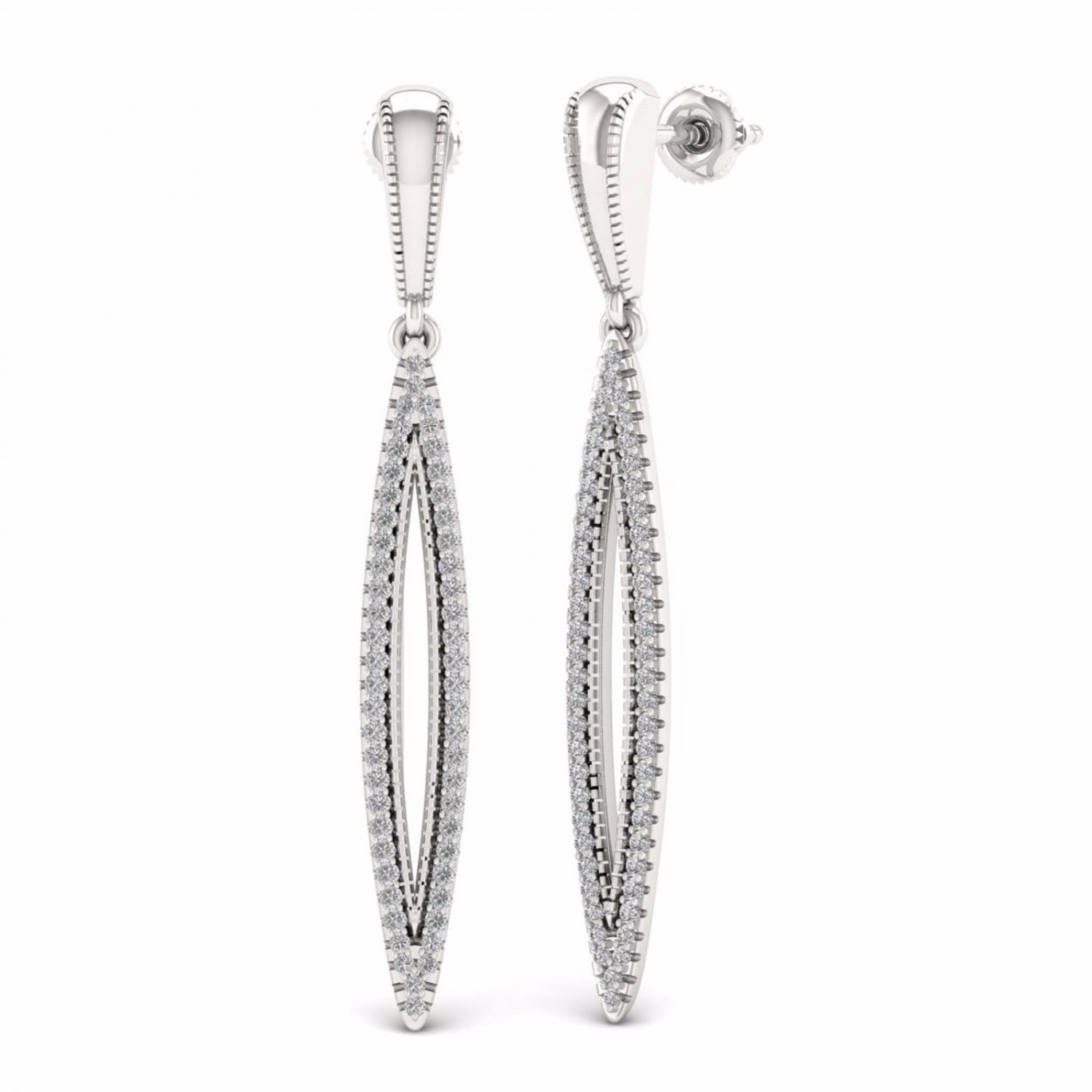 S925 Sterling Silver 0.33Ct Natural Round Cut Diamond  Dangle Earrings HI