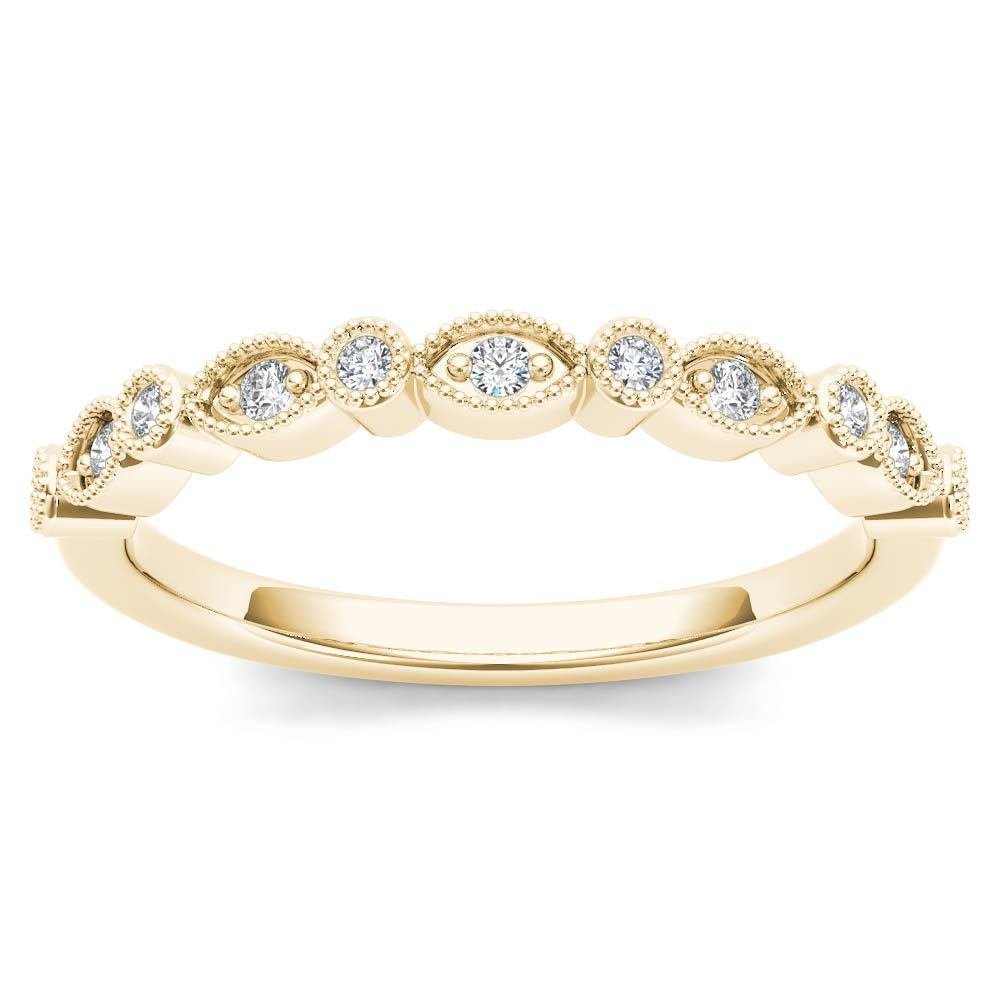 0.06 Ct 10K Yellow Gold Brillant Round Cut Diamond Wedding Band